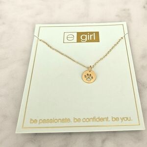 🍫 Egirl 14" Necklace Gold - Paw Print Small Gold Disc🍫